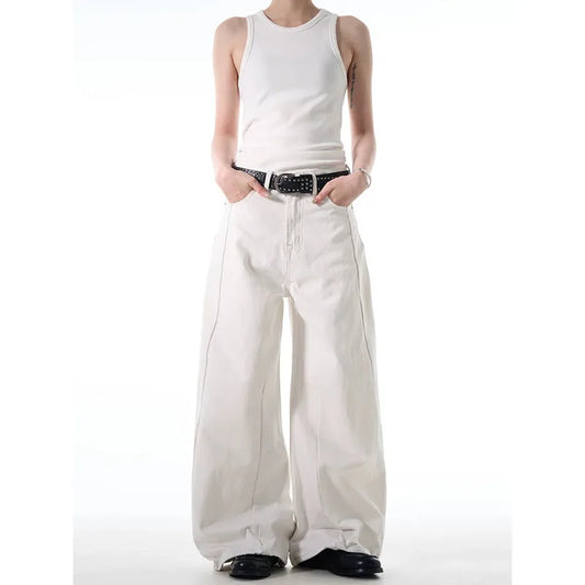 Vintage White High Waisted Wide Jeans
