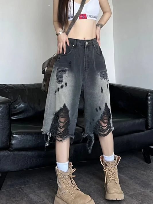 Vintage Gradient Denim Shorts American Jeans
