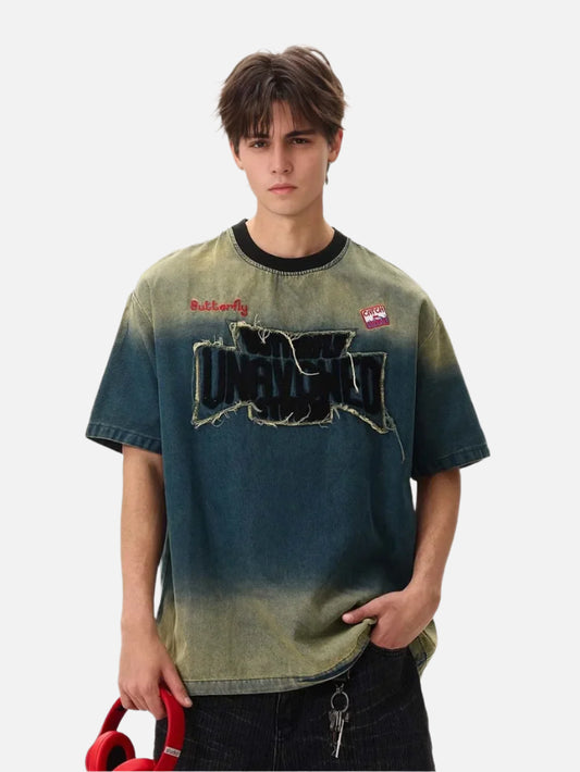 Vintage Heavy Embroidered Patch Contrast T-Shirt
