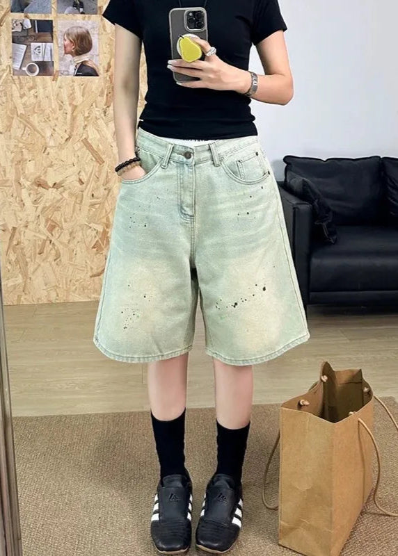 Blue High Waist Slim Fit Shorts
