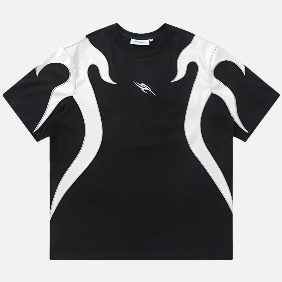 Bold Graphic Splicing Hip Hop T-Shirt