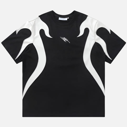 Bold Graphic Splicing Hip Hop T-Shirt