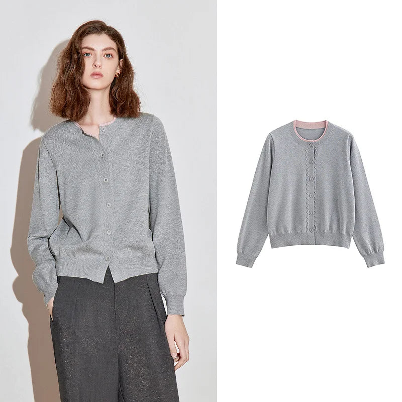 Stylish Contrast Color Round Neck Sweater