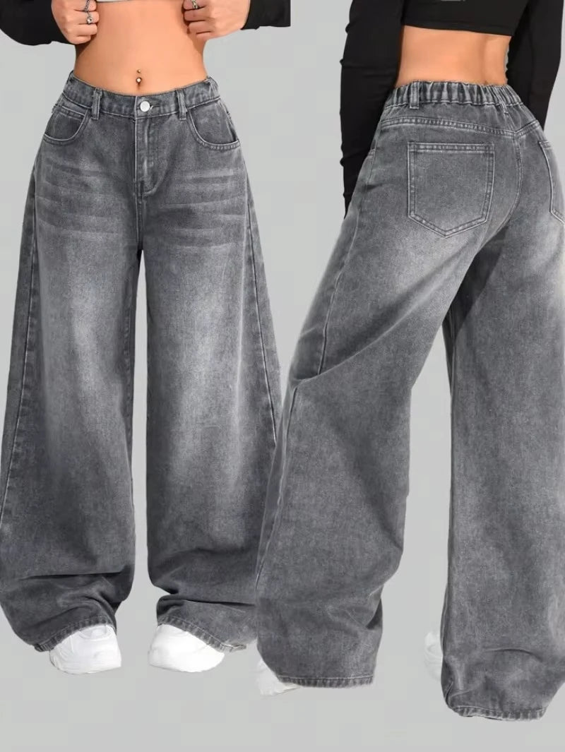 Vintage Black High Waist Wide Jeans