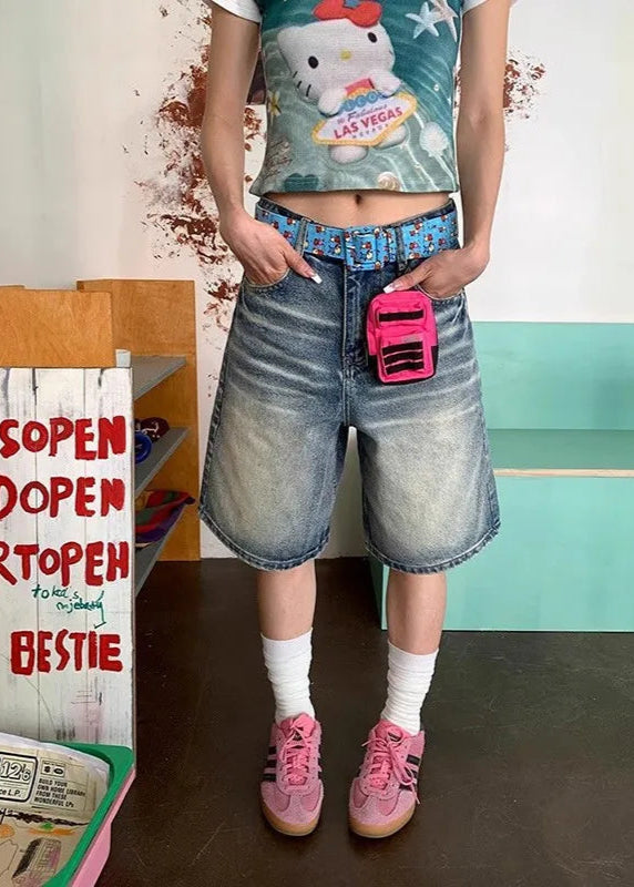 Vintage Cat Whisker Washed Denim Shorts