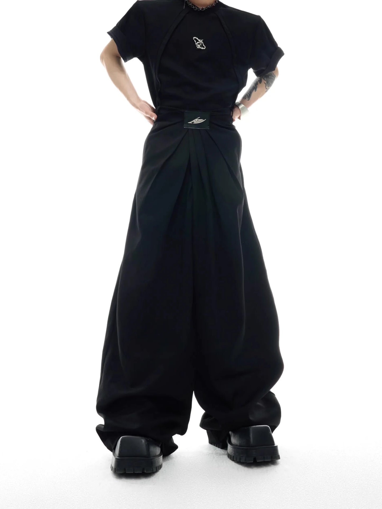 Elegant Grey Flowy Wide Leg Pants