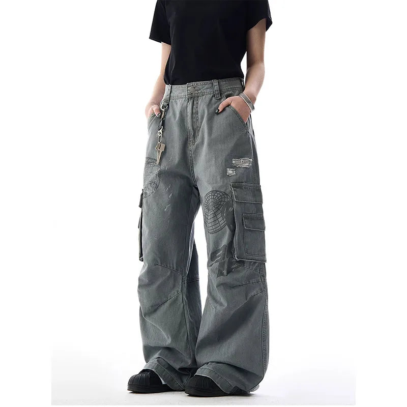 Vintage Oversize Grey Cargo Jeans