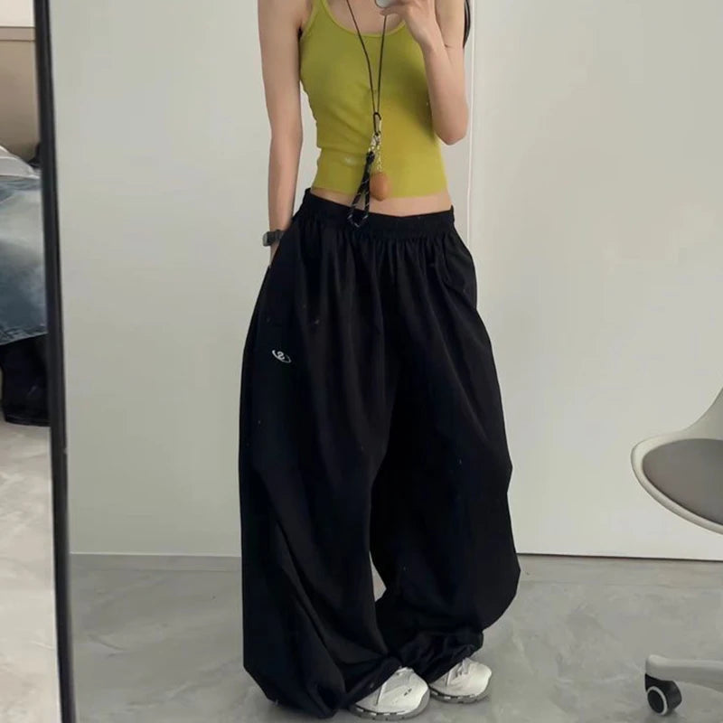 Trendy Oversized Black Wide Leg Pants
