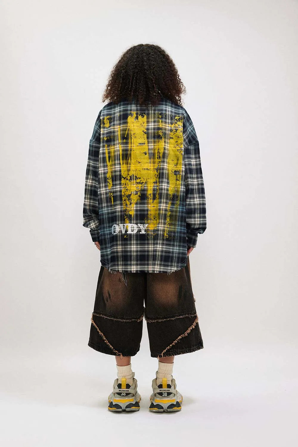 Vibrant Plaid Paint Splatter Shirt