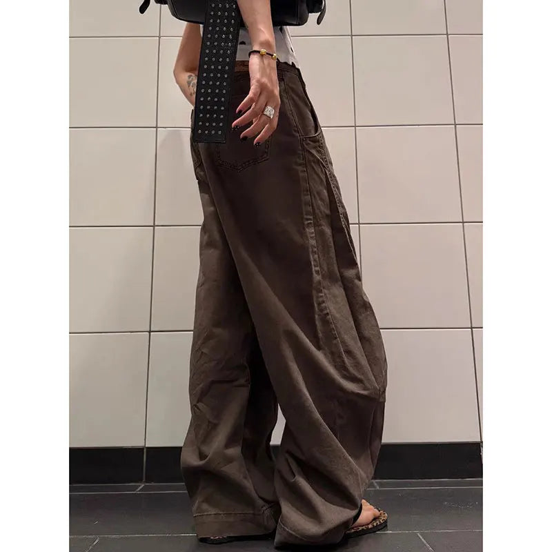 Brown Vintage Y2K Cargo Wide Jeans