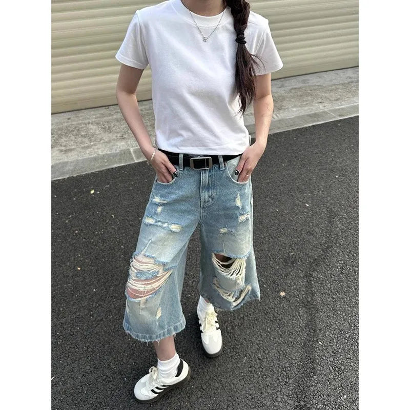 Vintage Retro Wide Leg Summer Jorts