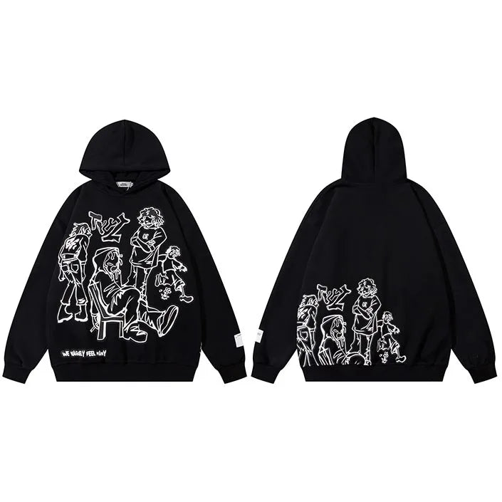 Funny Cartoon Graphic Pink Hoodie Shirt