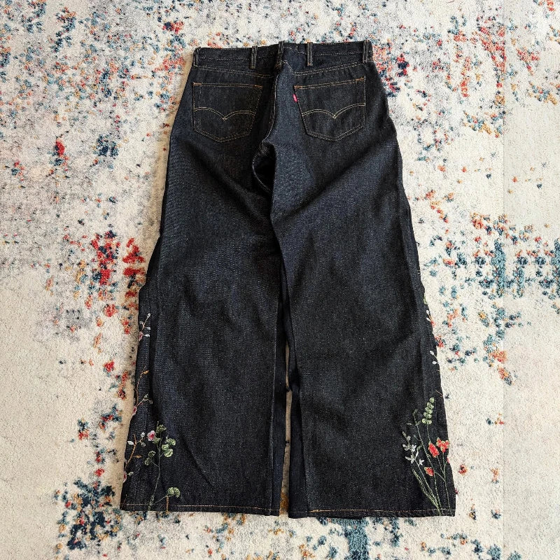 Blossom Floral Baggy Jeans Retro