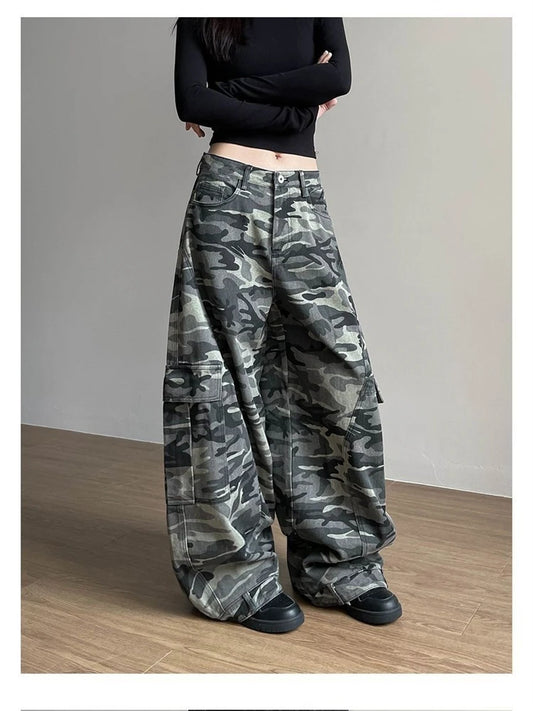 Camo Wide Leg Trousers