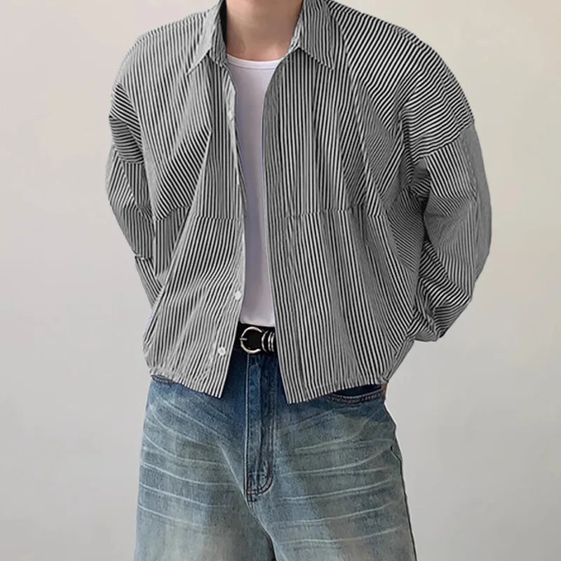 Stylish Striped Lapel Long Sleeve Shirt