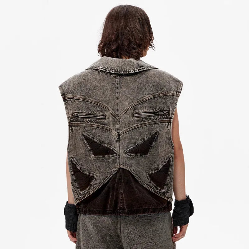 Vintage Denim Sleeveless Vest Jacket