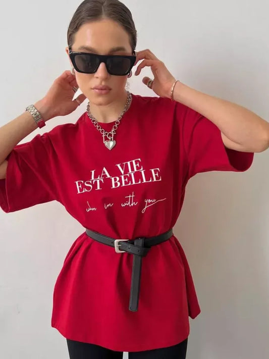 American Personality Printed Mid-Length Cotton T-Shirt