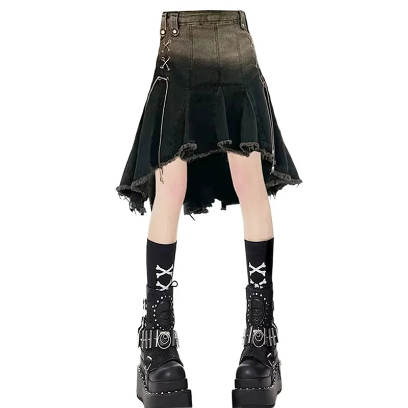 Vintage Oversized High Waist Denim Skirt