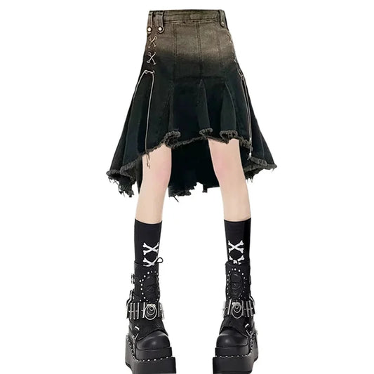 Vintage Oversized High Waist Denim Skirt