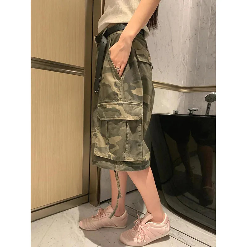 Camouflage Vintage Wide Leg Shorts