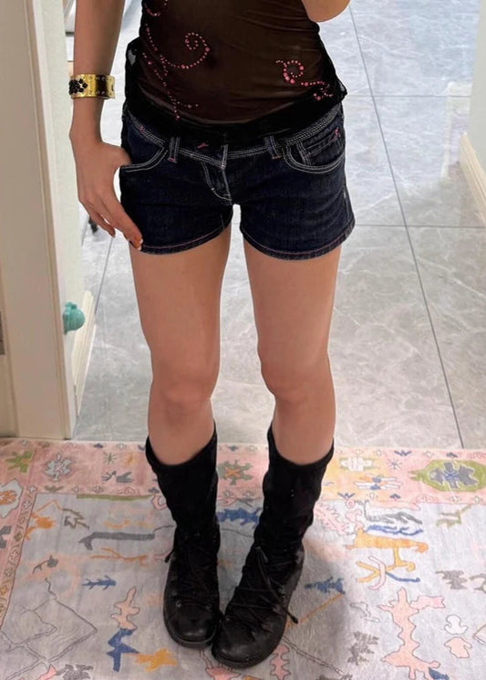 Vintage Gothic Denim Aesthetic Shorts