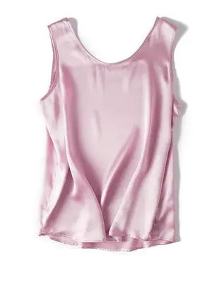 Luxurious Silk Chic O-Neck Tank T-Shirt