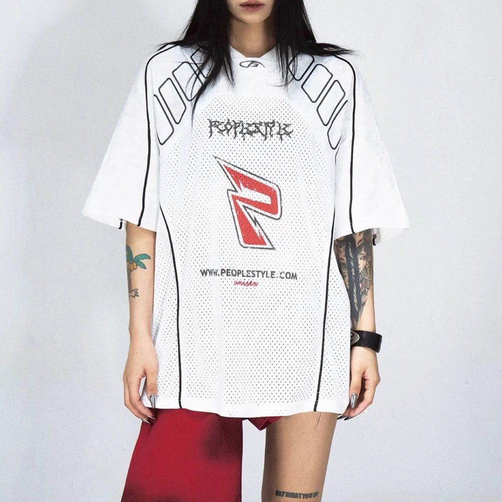 Breathable Mesh Racing Retro T-Shirt