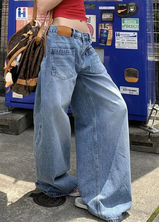 Retro High Waisted Blue Denim Jeans