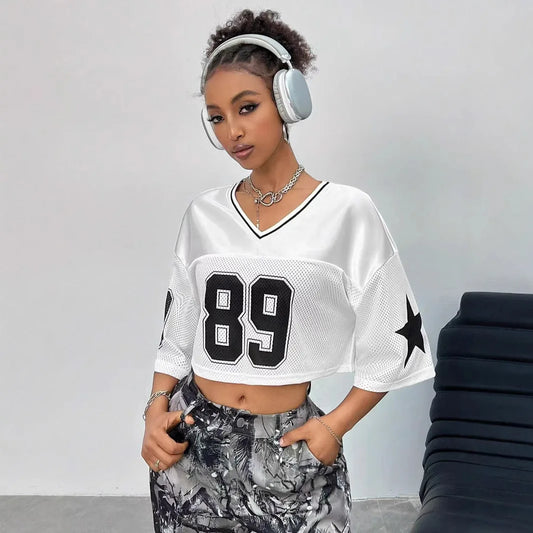 American Letter Print Summer T-Shirt