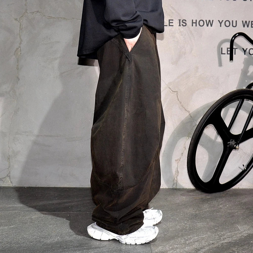 Brown Vintage Korean Wide Leg Jeans