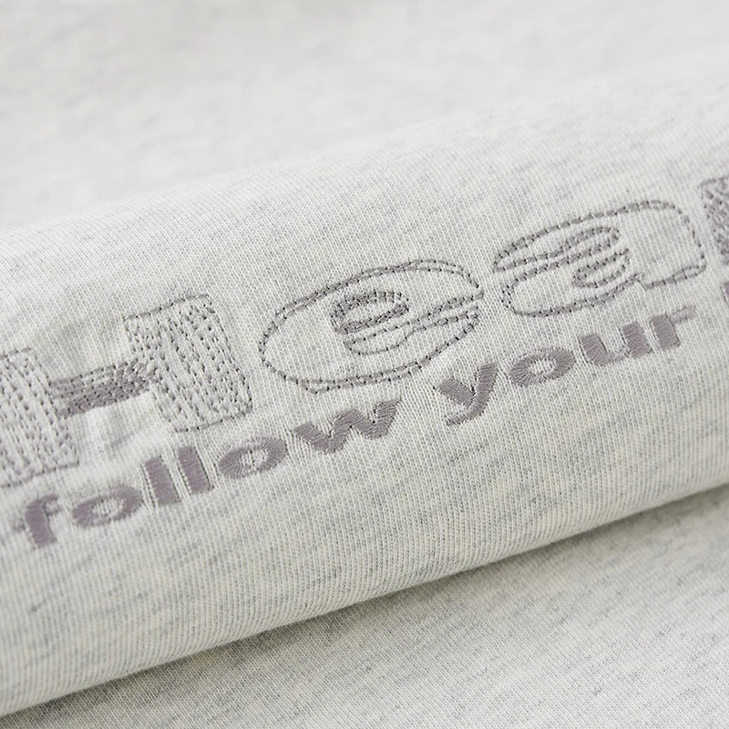 Vintage Embroidered Heavyweight Cotton Casual T-Shirt
