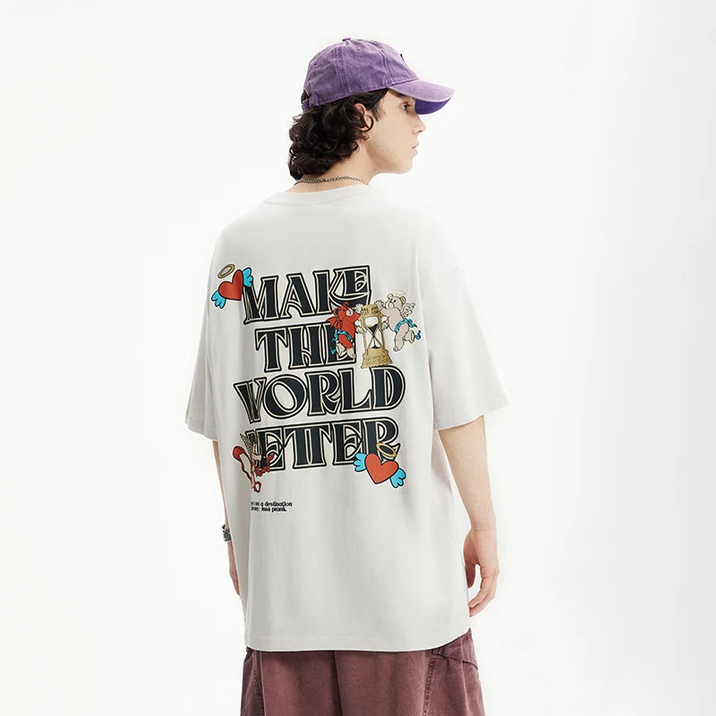 Cupid Printed Loose Cotton Short T-Shirt