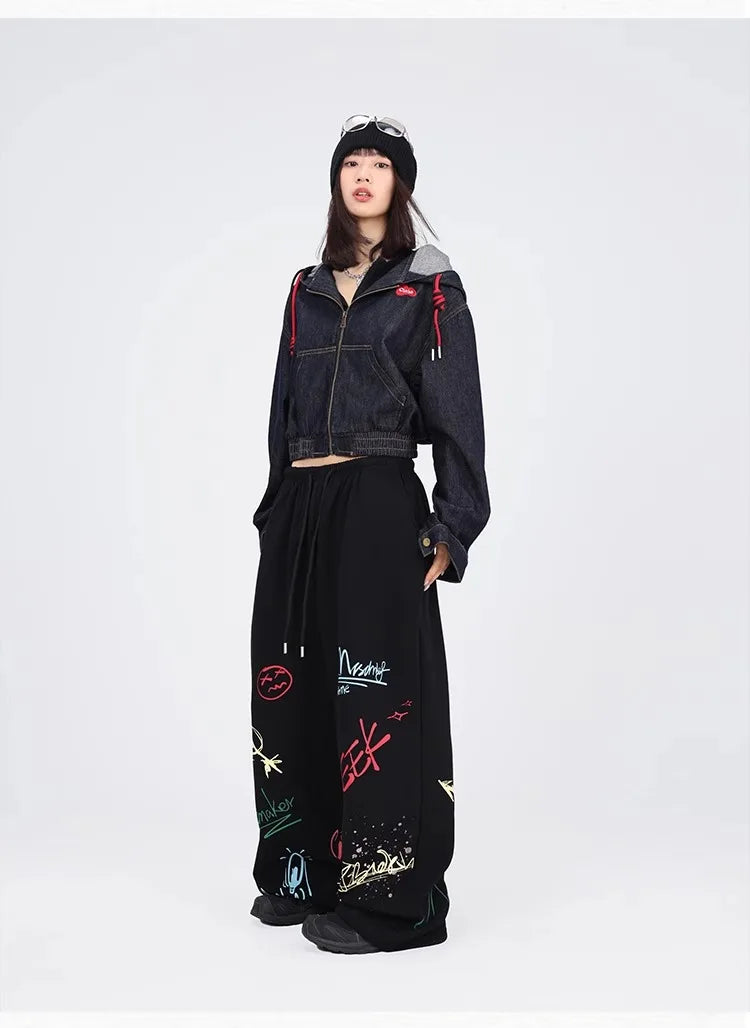 Black Graffiti Hip Hop Dance Pants