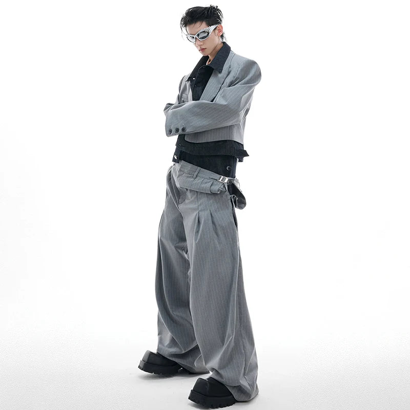 Striped Wide Leg Casual Trousers Pants