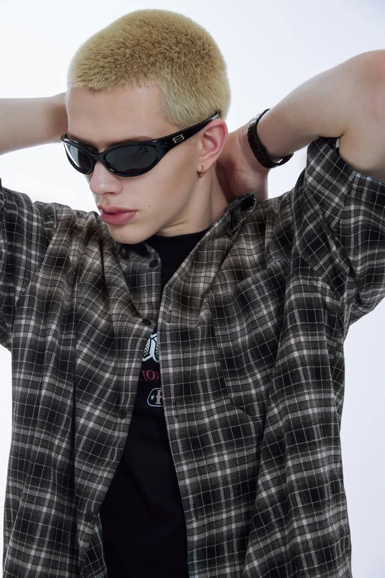 Oversized Plaid Heavyweight Short Sleeved Shirt