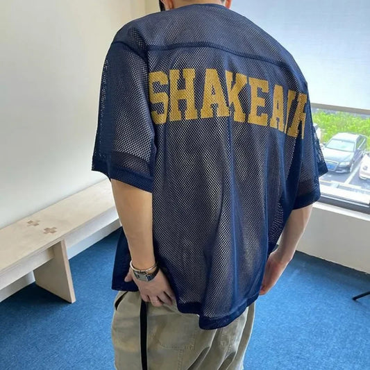 Retro Mesh Printed Breathable T-Shirt