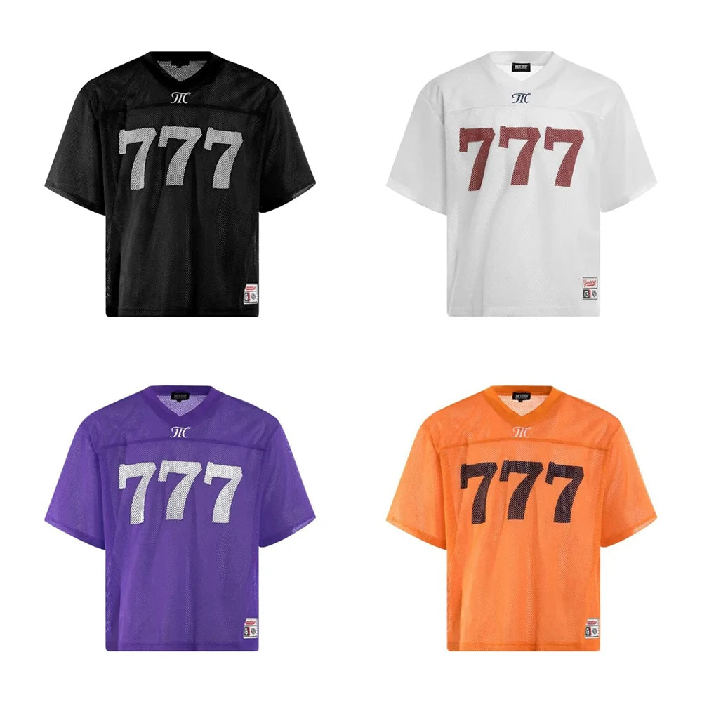 Breathable Mesh Hollow Short-Sleeved Retro T-Shirt