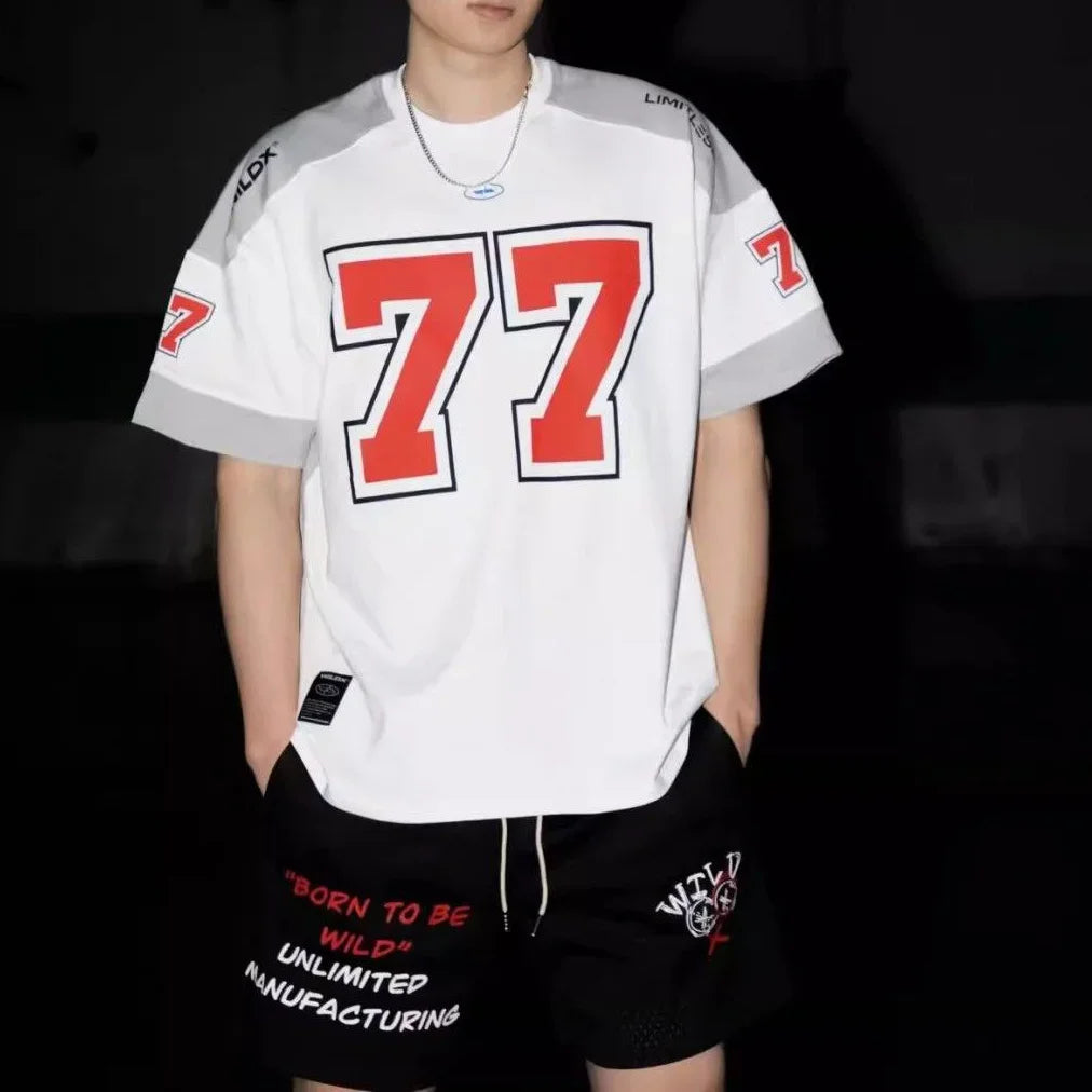 Vintage Patchwork American Sports Casual T-Shirt