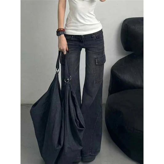 Black Vintage High Waist Straight Jeans