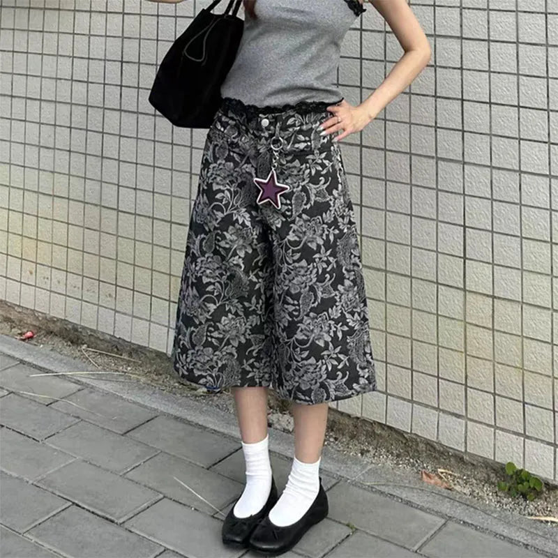 Retro High Waist Denim Shorts