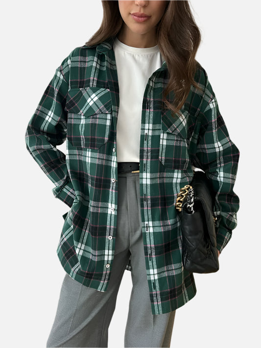 Oversized Green Plaid Flannel Shirt