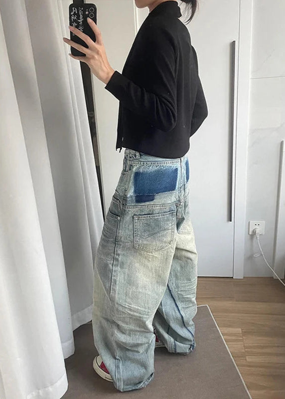 Vintage Raw Hem Wide Leg Jeans