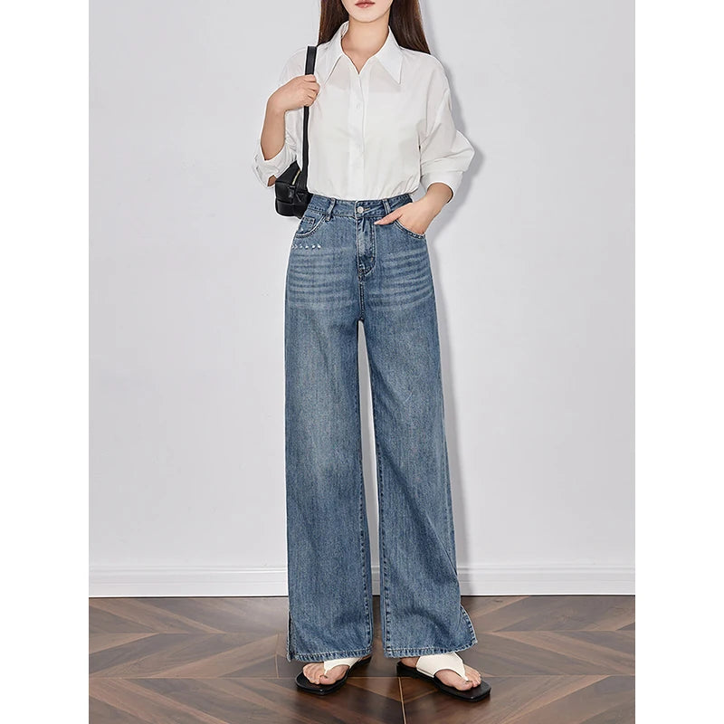 Handmade Light Blue Denim Wide Jeans