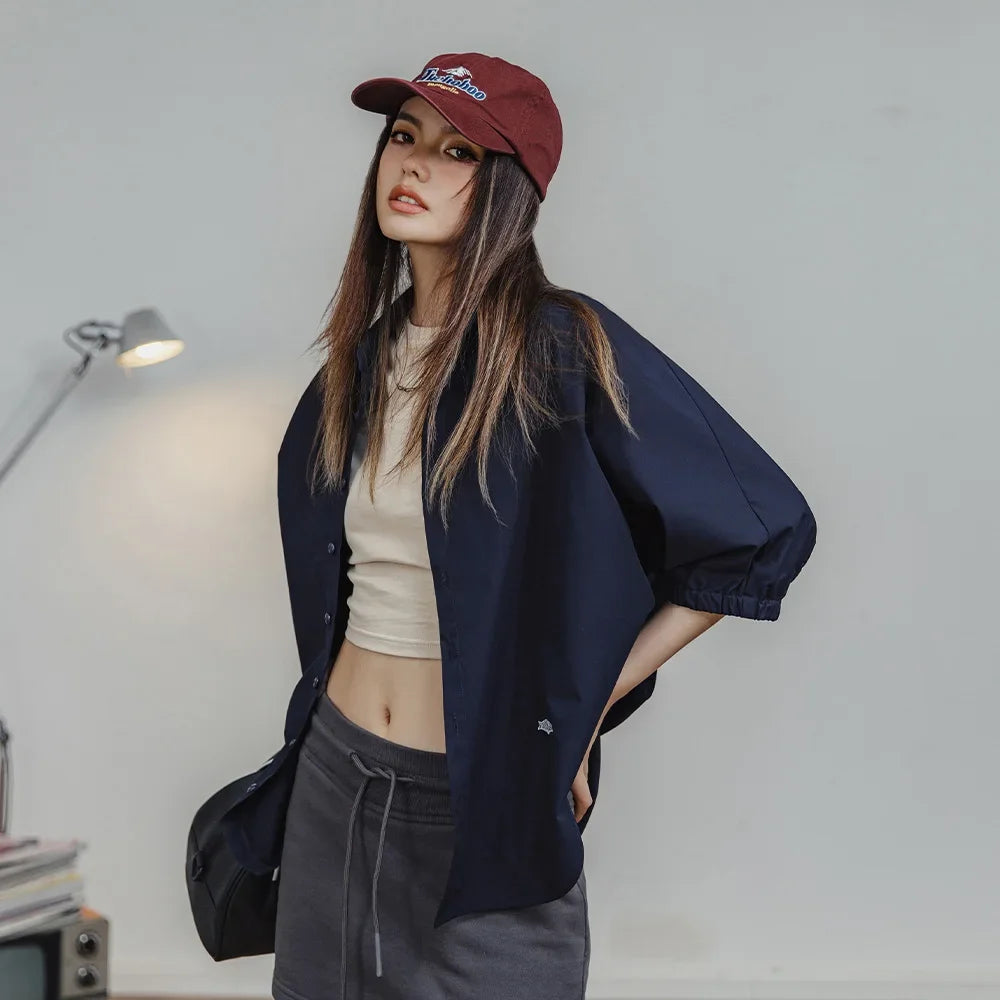 Breathable Loose Batwing Stand Collar Shirt