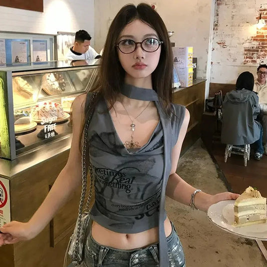 Sexy American Printed Vest Korean