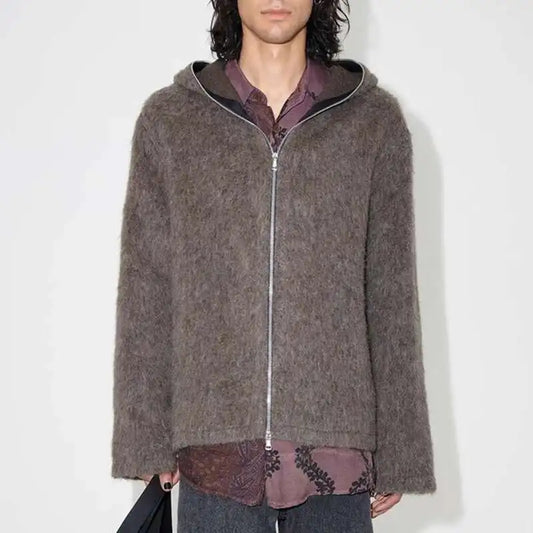 American Style Hooded Zipper Cardigan Sweater