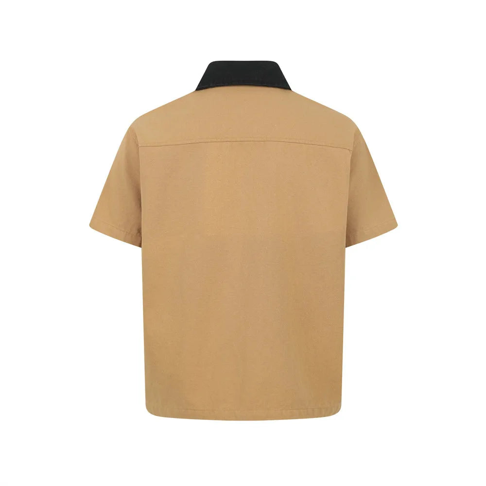 Retro Spliced Cargo Short Sleeve Shirt