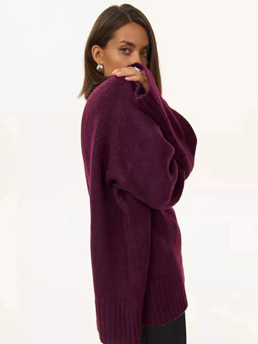 Brown Oversize Horn Cuff Sweater