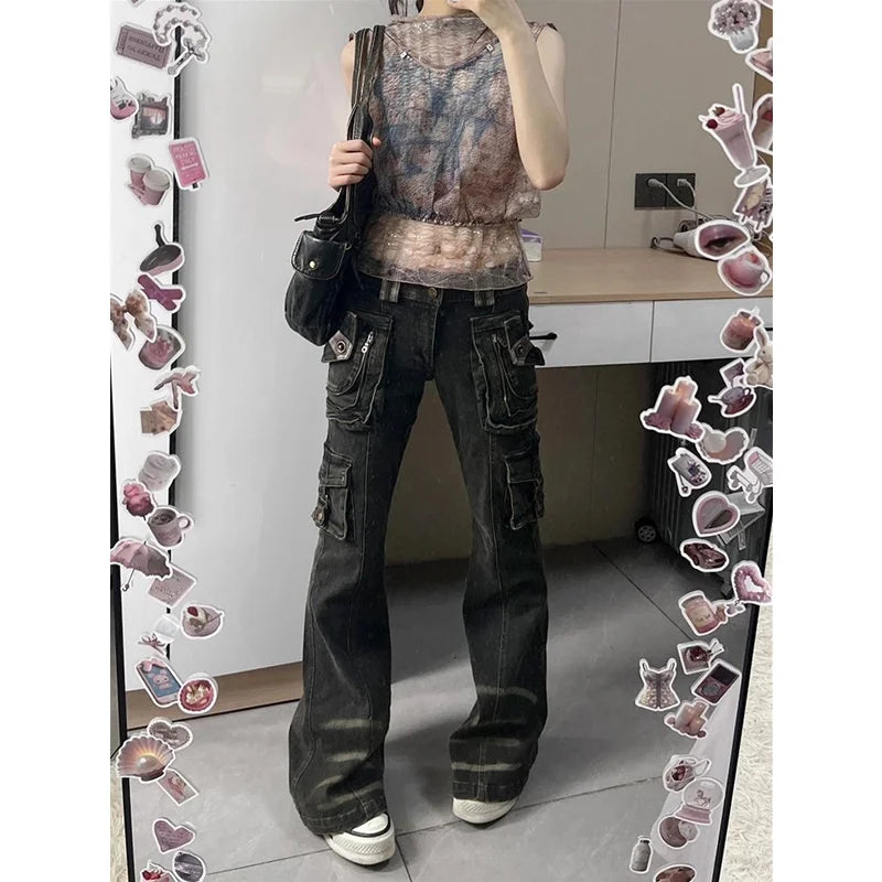 Autumn Vintage High Waist Black Jeans