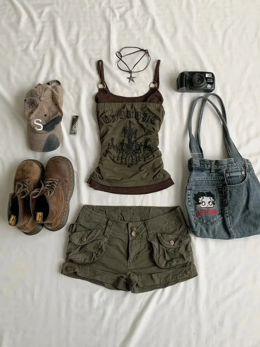 Vintage Sling Letter Print Crop T-Shirt